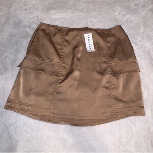 PacSun Women's faux satin cargo pocket mini skirt